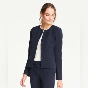 Ann Taylor Navy Blue Collarless Jacket 2